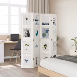 vidaXL Room Divider Panel Office Privacy Screen White Solid Wood Paulownia - 40 x 180 cm/ 4 piece