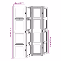 vidaXL Room Divider Panel Office Privacy Screen White Solid Wood Paulownia - 40 x 180 cm/ 4 piece