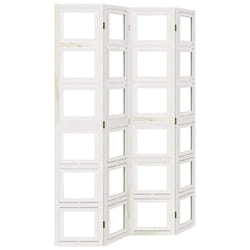 vidaXL Room Divider Panel Office Privacy Screen White Solid Wood Paulownia - 40 x 200 cm/ 4 piece
