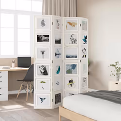 vidaXL Room Divider Panel Office Privacy Screen White Solid Wood Paulownia - 40 x 200 cm/ 4 piece - Additional view 2