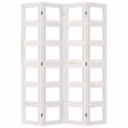 vidaXL Room Divider Panel Office Privacy Screen White Solid Wood Paulownia - 40 x 200 cm/ 4 piece - Additional view 3