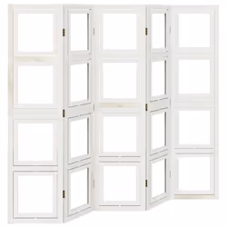 vidaXL Room Divider Panel Office Privacy Screen White Solid Wood Paulownia - 40 x 160 cm/ 5 piece