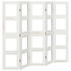 vidaXL Room Divider Panel Office Privacy Screen White Solid Wood Paulownia - 40 x 160 cm/ 5 piece