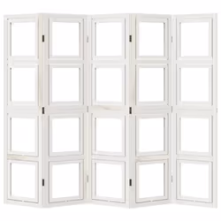 vidaXL Room Divider Panel Office Privacy Screen White Solid Wood Paulownia - 40 x 160 cm/ 5 piece
