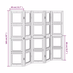 vidaXL Room Divider Panel Office Privacy Screen White Solid Wood Paulownia - 40 x 160 cm/ 5 piece - Additional view 7