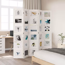 vidaXL Room Divider 5 Panels Office Privacy Screen White Solid Wood Paulownia