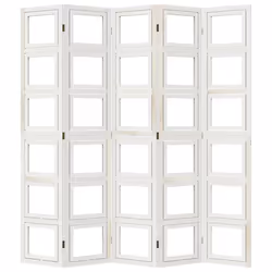 vidaXL Room Divider 5 Panels Office Privacy Screen White Solid Wood Paulownia