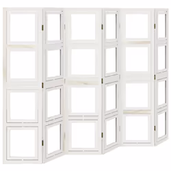vidaXL Room Divider Panel Office Privacy Screen White Solid Wood Paulownia - 40 x 160 cm/ 6 piece
