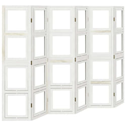 vidaXL Room Divider Panel Office Privacy Screen White Solid Wood Paulownia - 40 x 160 cm/ 6 piece