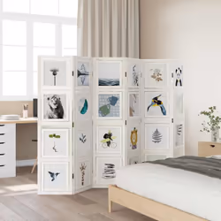 vidaXL Room Divider Panel Office Privacy Screen White Solid Wood Paulownia - 40 x 160 cm/ 6 piece