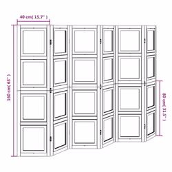 vidaXL Room Divider Panel Office Privacy Screen White Solid Wood Paulownia - 40 x 160 cm/ 6 piece - Additional view 7