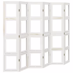 vidaXL Room Divider Panel Office Privacy Screen White Solid Wood Paulownia - 40 x 180 cm/ 6 piece