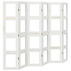 vidaXL Room Divider Panel Office Privacy Screen White Solid Wood Paulownia - 40 x 180 cm/ 6 piece