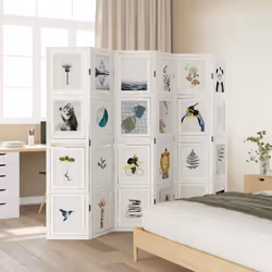 vidaXL Room Divider Panel Office Privacy Screen White Solid Wood Paulownia - 40 x 180 cm/ 6 piece