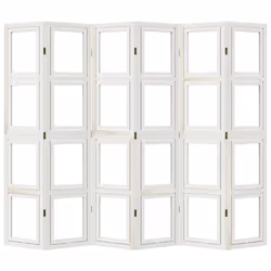 vidaXL Room Divider Panel Office Privacy Screen White Solid Wood Paulownia - 40 x 180 cm/ 6 piece