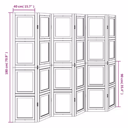 vidaXL Room Divider Panel Office Privacy Screen White Solid Wood Paulownia - 40 x 180 cm/ 6 piece - Additional view 7