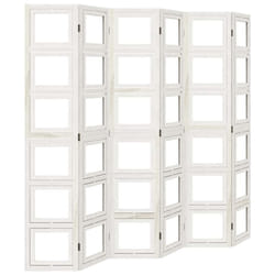 vidaXL Room Divider Panel Office Privacy Screen White Solid Wood Paulownia - 40 x 200 cm/ 6 piece