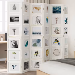 vidaXL Room Divider Panel Office Privacy Screen White Solid Wood Paulownia - 40 x 200 cm/ 6 piece - Additional view 2