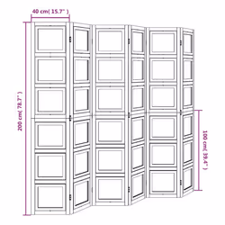 vidaXL Room Divider Panel Office Privacy Screen White Solid Wood Paulownia - 40 x 200 cm/ 6 piece - Additional view 3
