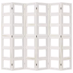 vidaXL Room Divider Panel Office Privacy Screen White Solid Wood Paulownia - 40 x 200 cm/ 6 piece - Additional view 4