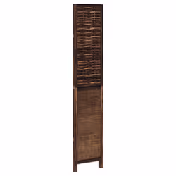 vidaXL Room Divider 3 Panels Privacy Screen Dark Brown Solid Wood Paulownia - Additional view 4
