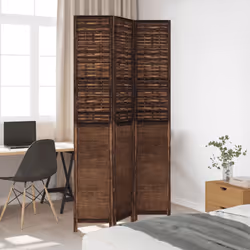 vidaXL Room Divider 5 Panels Privacy Screen Dark Brown Solid Wood Paulownia - 40 x 220 cm/ 3 piece - Additional view 2