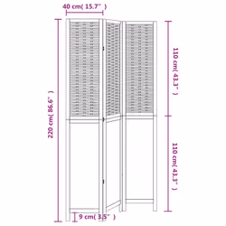 vidaXL Room Divider 5 Panels Privacy Screen Dark Brown Solid Wood Paulownia - 40 x 220 cm/ 3 piece - Additional view 7