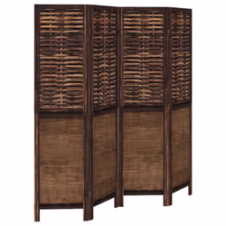 vidaXL Room Divider 4 Panels Privacy Screen Dark Brown Solid Wood Paulownia