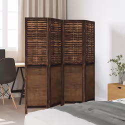 vidaXL Room Divider 4 Panels Privacy Screen Dark Brown Solid Wood Paulownia