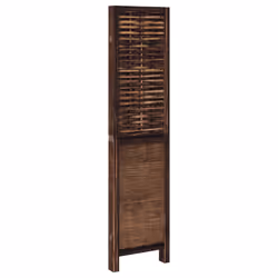 vidaXL Room Divider 4 Panels Privacy Screen Dark Brown Solid Wood Paulownia - Additional view 4