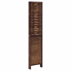 vidaXL Room Divider 4 Panels Privacy Screen Dark Brown Solid Wood Paulownia - Additional view 4