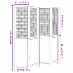 vidaXL Room Divider 4 Panels Privacy Screen Dark Brown Solid Wood Paulownia - Additional view 7