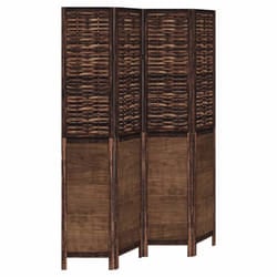 vidaXL Room Divider 4 Panels Privacy Screen Dark Brown Solid Wood Paulownia
