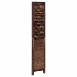 vidaXL Room Divider 4 Panels Privacy Screen Dark Brown Solid Wood Paulownia - Additional view 4