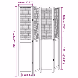 vidaXL Room Divider 4 Panels Privacy Screen Dark Brown Solid Wood Paulownia - Additional view 7