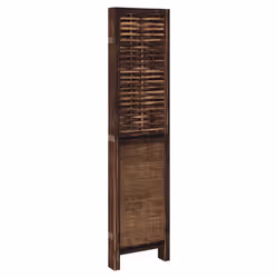 vidaXL Room Divider 5 Panels Privacy Screen Dark Brown Solid Wood Paulownia - 40 x 160 cm/ 5 piece - Additional view 4
