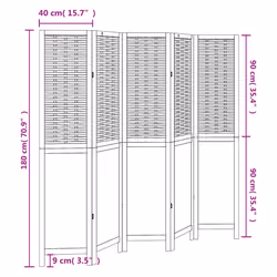 vidaXL Room Divider 5 Panels Privacy Screen Dark Brown Solid Wood Paulownia