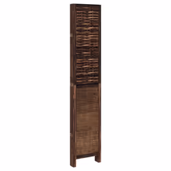 vidaXL Room Divider 5 Panels Privacy Screen Dark Brown Solid Wood Paulownia - Additional view 4