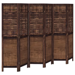 vidaXL Room Divider 6 Panels Privacy Screen Dark Brown Solid Wood Paulownia