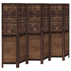 vidaXL Room Divider 6 Panels Privacy Screen Dark Brown Solid Wood Paulownia