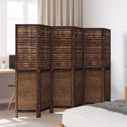 vidaXL Room Divider 6 Panels Privacy Screen Dark Brown Solid Wood Paulownia