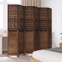 vidaXL Room Divider 5 Panels Privacy Screen Dark Brown Solid Wood Paulownia - 40 x 200 cm/ 6 piece - Additional view 2