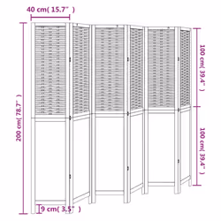 vidaXL Room Divider 5 Panels Privacy Screen Dark Brown Solid Wood Paulownia - 40 x 200 cm/ 6 piece - Additional view 7