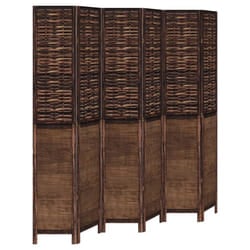 vidaXL Room Divider 6 Panels Privacy Screen Dark Brown Solid Wood Paulownia