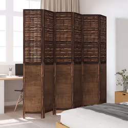 vidaXL Room Divider 6 Panels Privacy Screen Dark Brown Solid Wood Paulownia