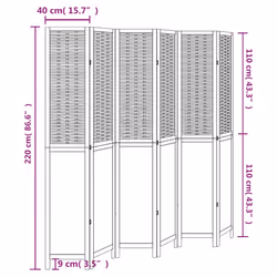 vidaXL Room Divider 6 Panels Privacy Screen Dark Brown Solid Wood Paulownia