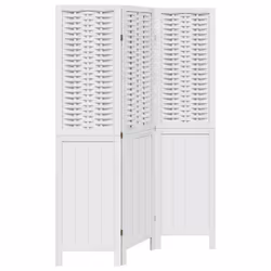vidaXL Room Divider 3 Panels Office Privacy Screen White Solid Wood Paulownia