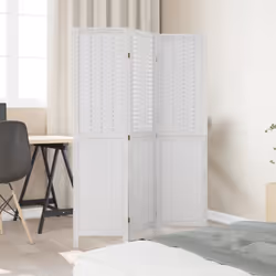 vidaXL Room Divider 3 Panels Office Privacy Screen White Solid Wood Paulownia