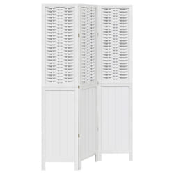 vidaXL Room Divider 3 Panels Office Privacy Screen White Solid Wood Paulownia