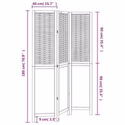 vidaXL Room Divider 3 Panels Office Privacy Screen White Solid Wood Paulownia - Additional view 7